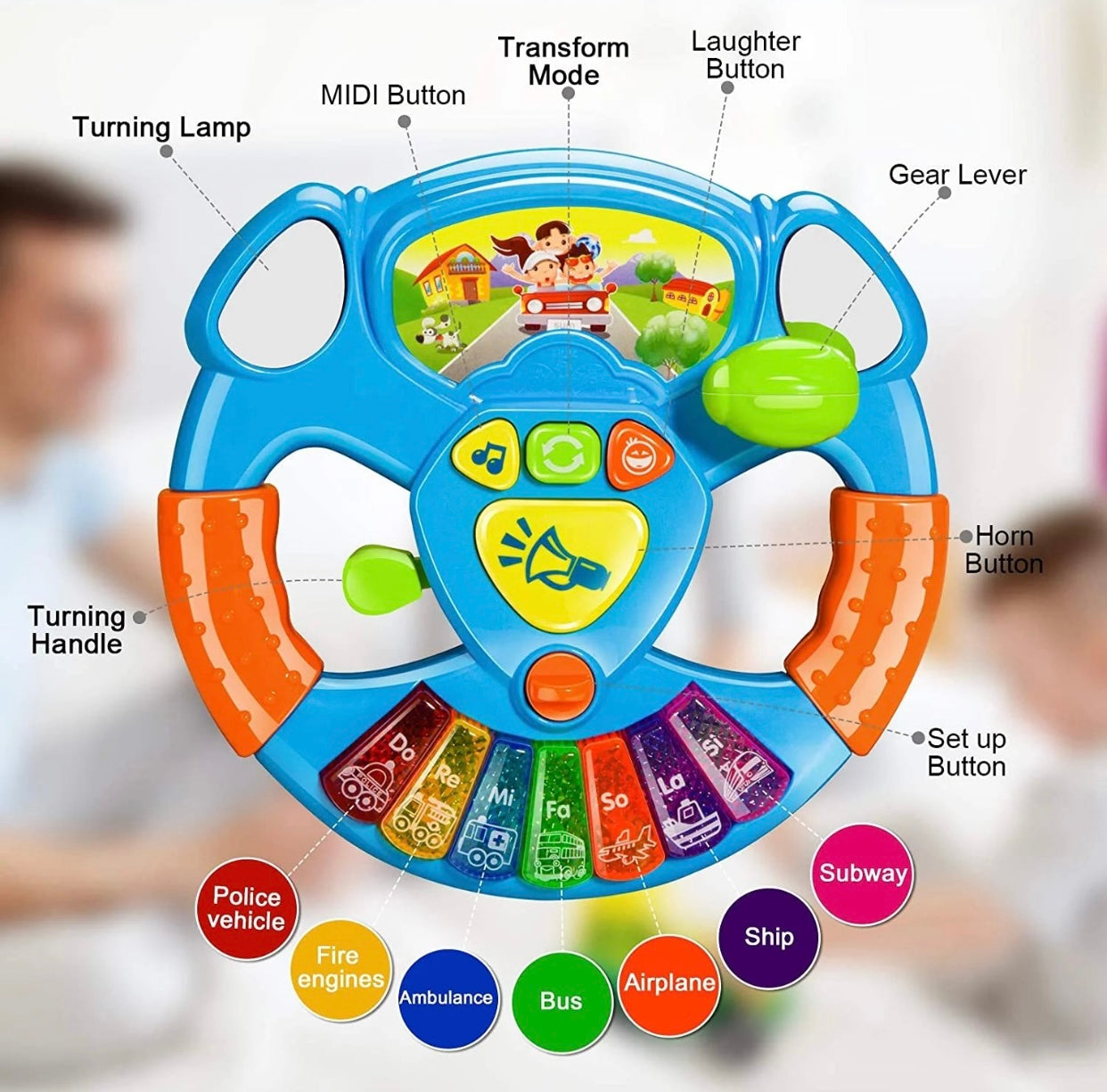 Steering Wheel With Music & Lights