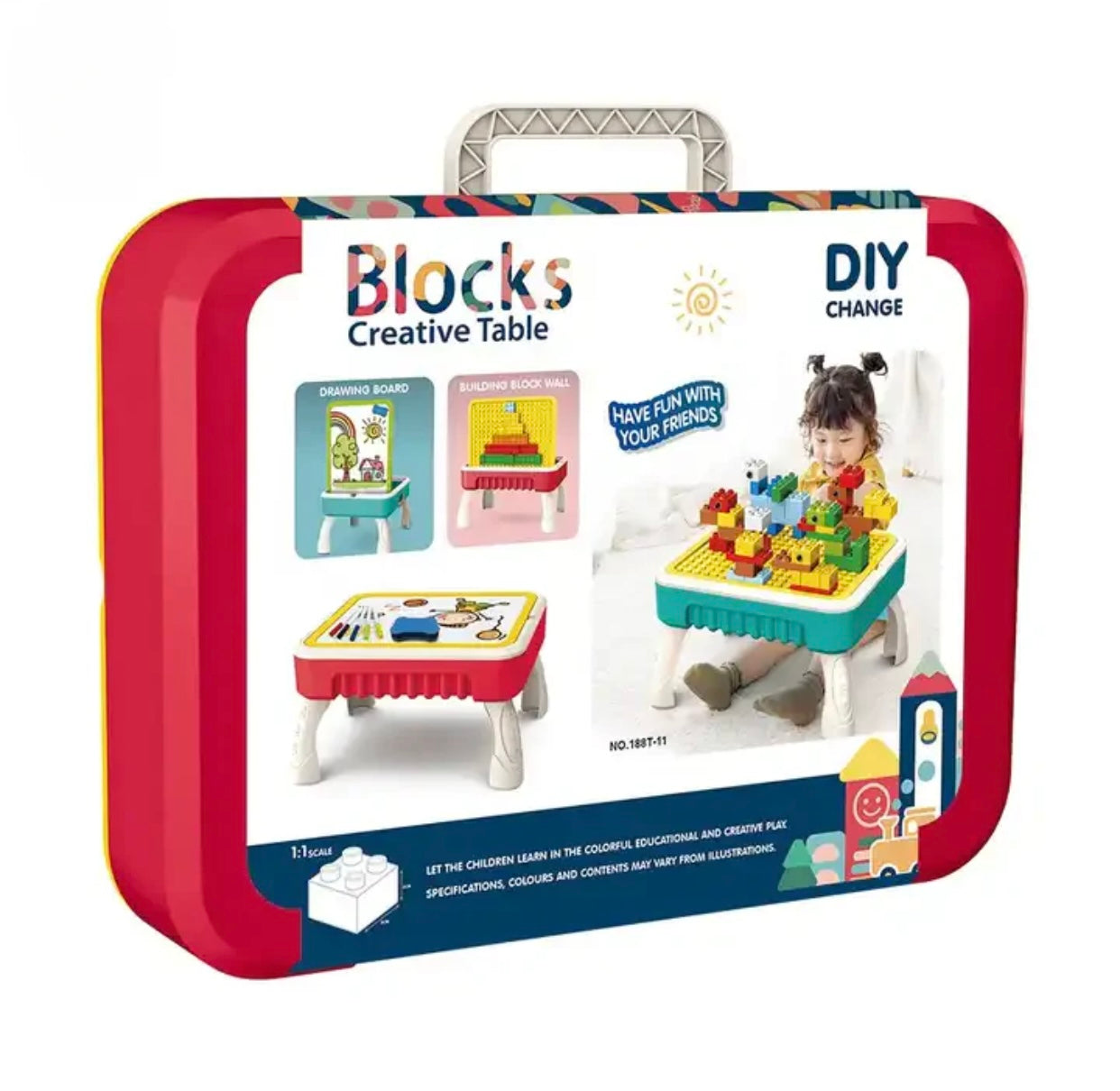3 In 1 Multifuntional Building Blocks Table For Kids