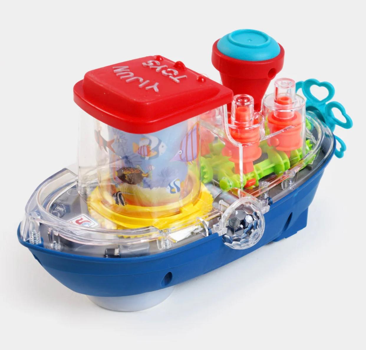 Transparent Gear Land Ship Toy With Music & Lights