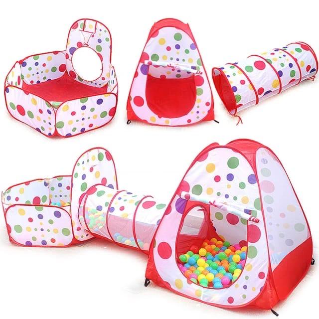 3 in 1 Tent House With Tunnel, Play Area & 50 Balls