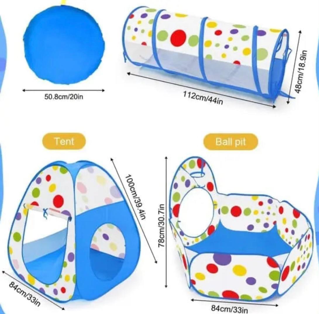 3 in 1 Tent House With Tunnel, Play Area & 50 Balls