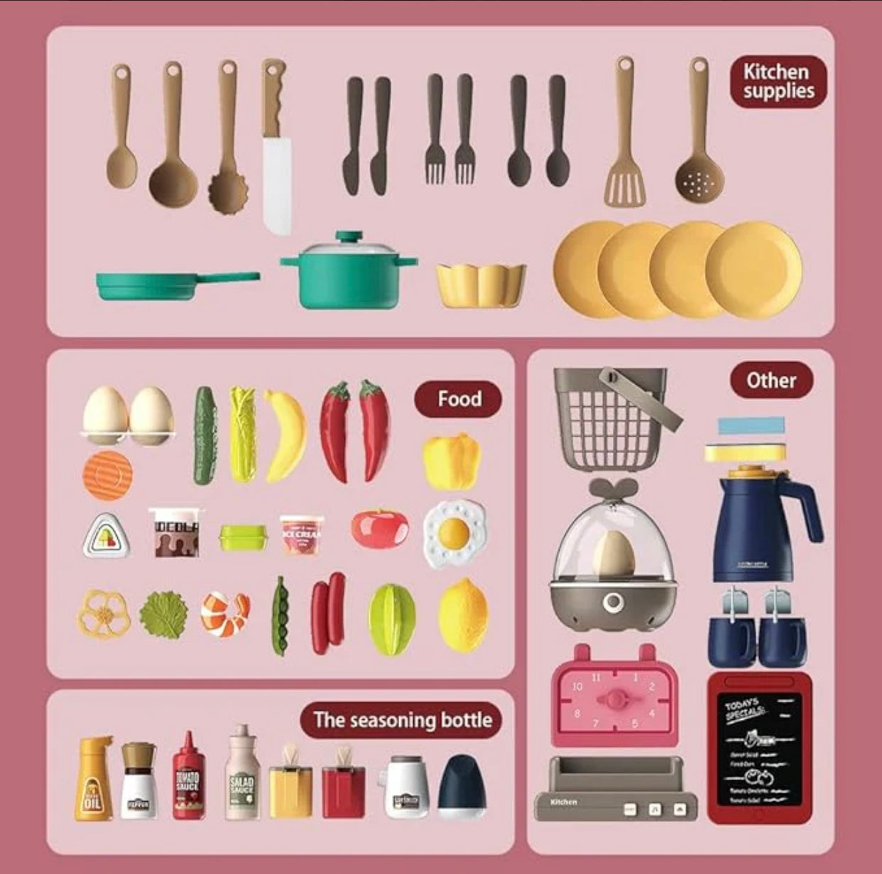 55pcs Kitchen Set With Steam, Sound & Light