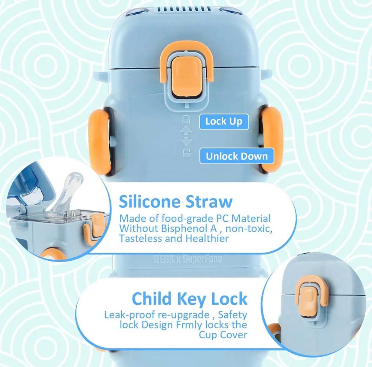 Bus Shape Straw Water Bottle With Shoulder Strap